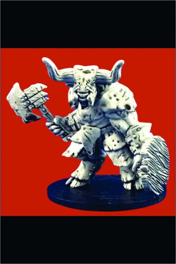Armored Minotaur with axe and shield